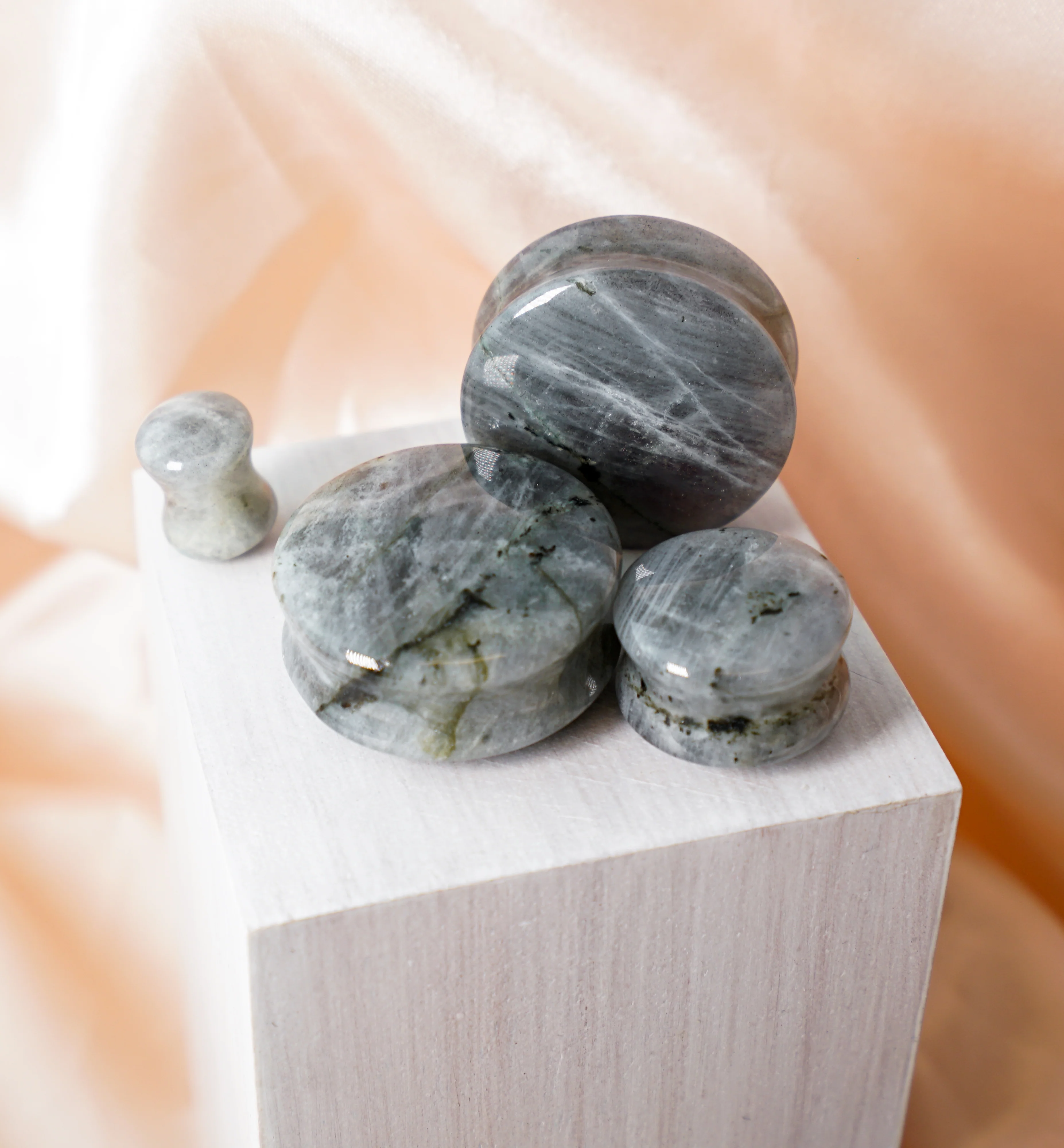 Grey Labradorite Stone Plugs - Image 3