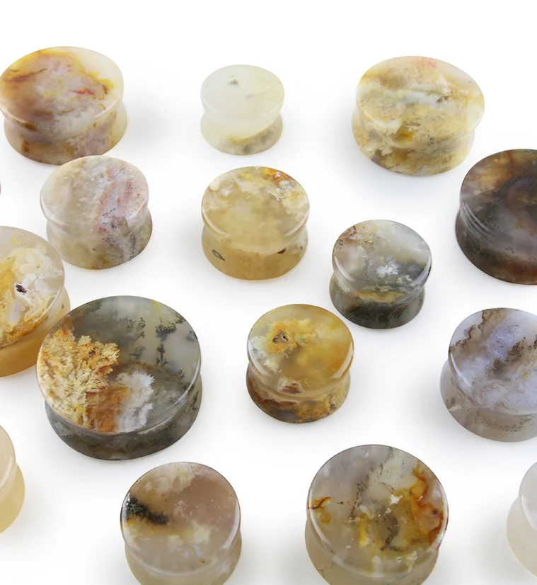Graveyard Point Plume Agate Stone Plugs - Image 3
