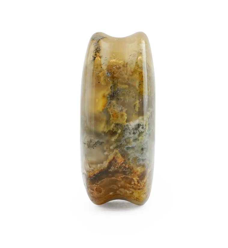 Graveyard Point Plume Agate Teardrop Stone Plugs - Image 5