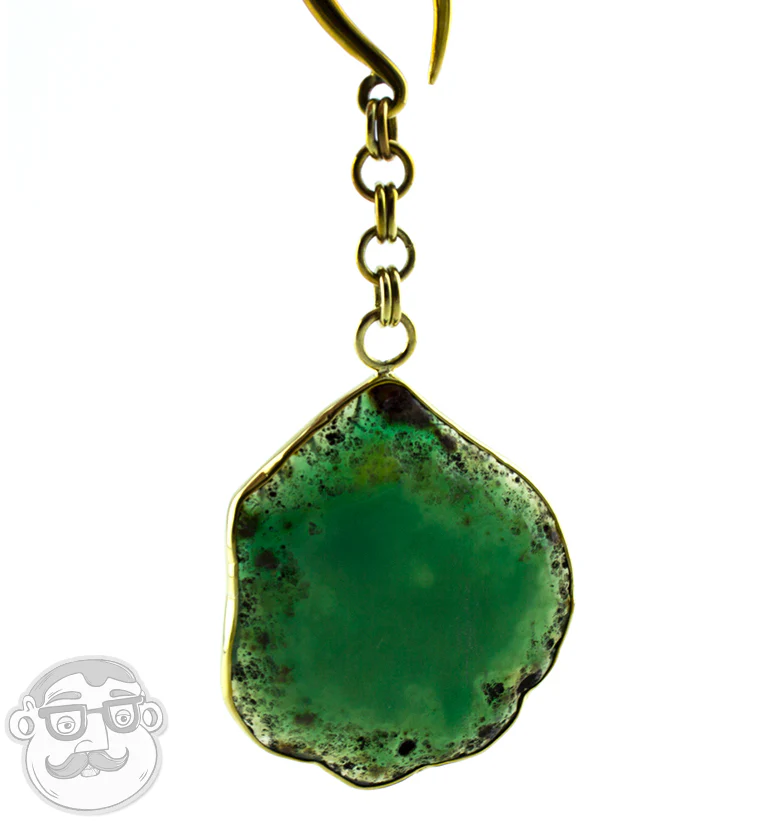 Green Agate Stone Brass Hangers - Image 2