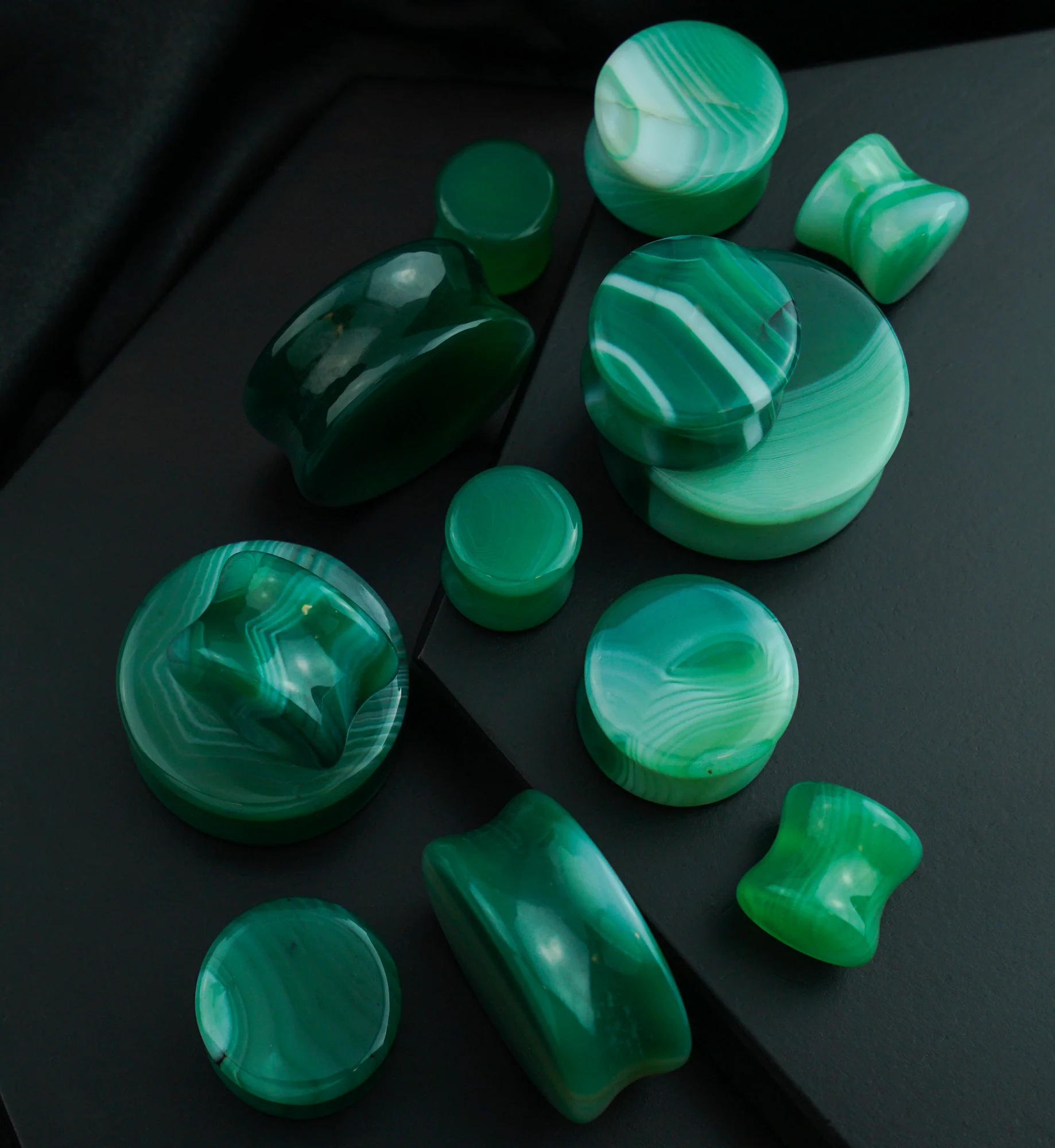 Green Agate Stone Plugs - Image 2