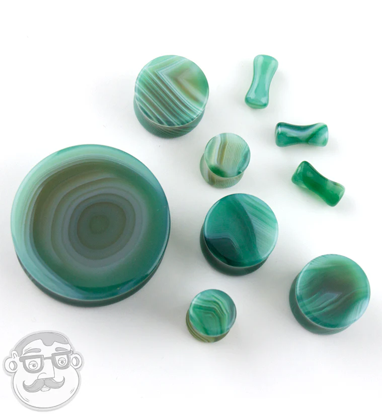Green Agate Stone Plugs - Image 3