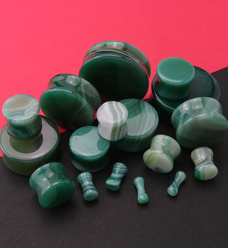 Green Agate Stone Plugs - Image 4