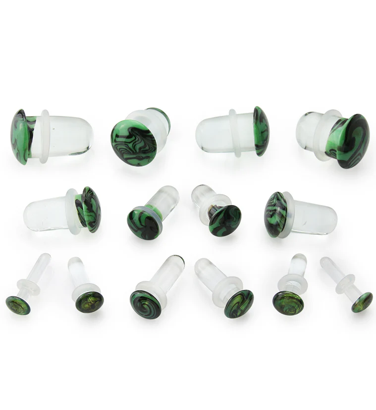 Green and Black Haze Single Flare Glass Plugs - Image 2