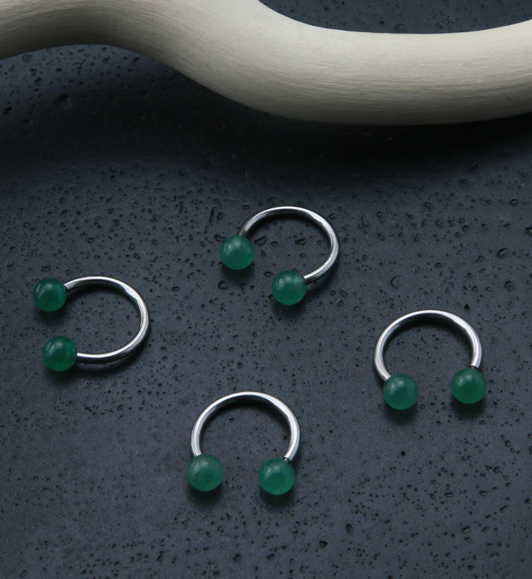 Green Aventurine Stone Circular Barbell - Image 2
