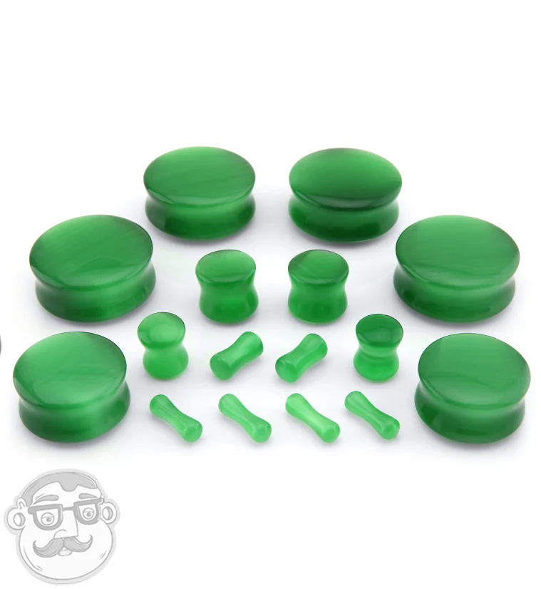 Green Cat's Eye Glass Plugs - Image 2