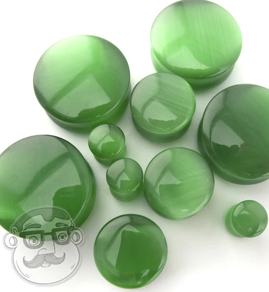 Green Cat's Eye Glass Plugs - Image 4