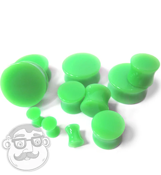 Green Double Flare Solid Plugs - Image 5