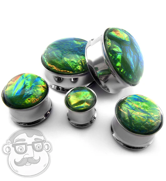 Green Ivy Foil Stainless Steel Plugs - Image 7