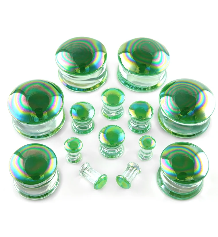 Green Oil Splash Glass Plugs - Image 3