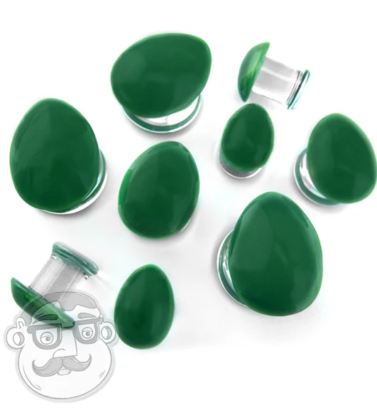 Green Oval Glass Plugs - Image 3