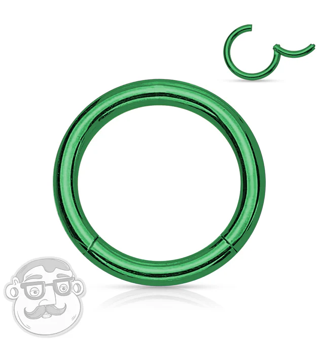Green PVD Hinged Stainless Steel Segment Hoop Ring - Image 4