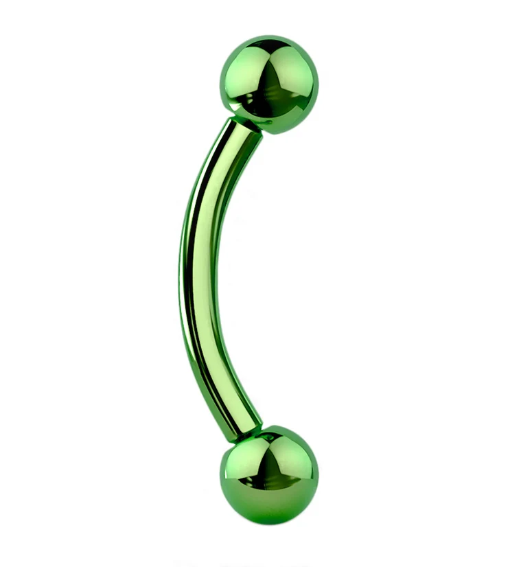 Green PVD Titanium Curved Barbell