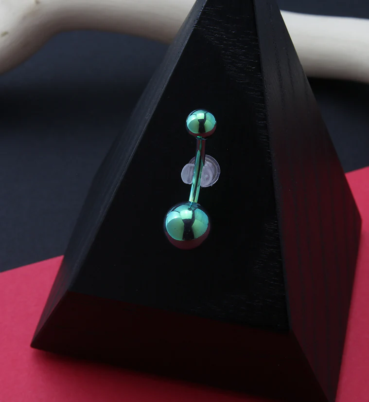 Green PVD Titanium Internally Threaded Belly Button Ring - Image 2
