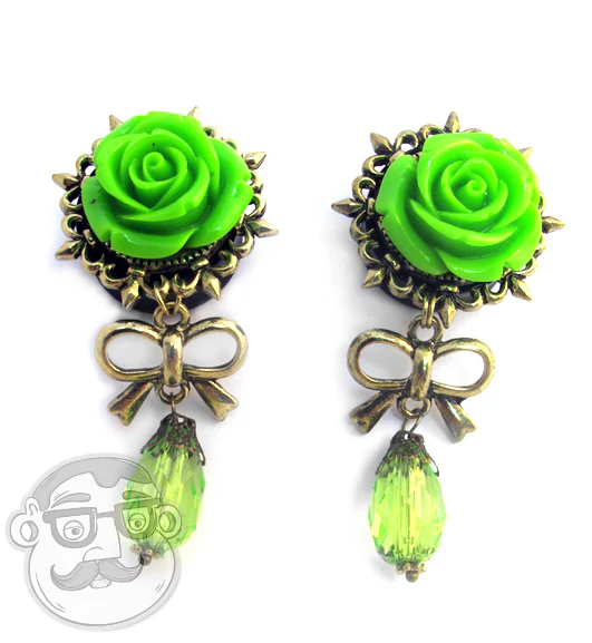 Green Rosebud Dangle Plugs - Image 2