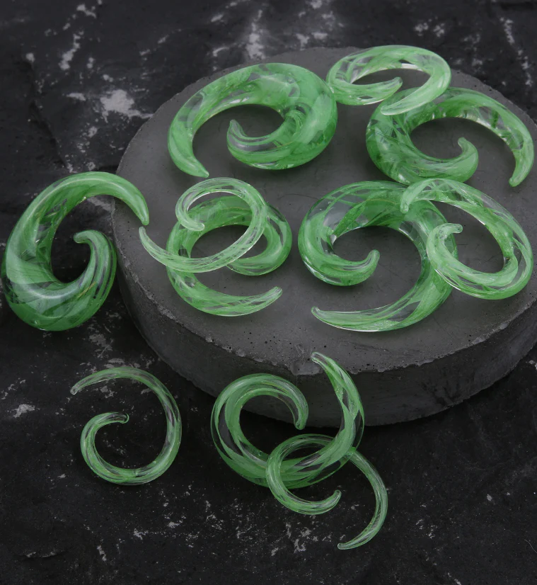 Green Swirl Glass Spirals - Image 4