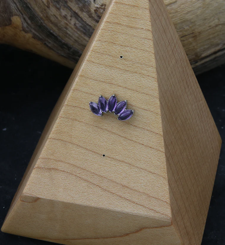 Half Crown Amethyst Stone Threadless Titanium Top - Image 2