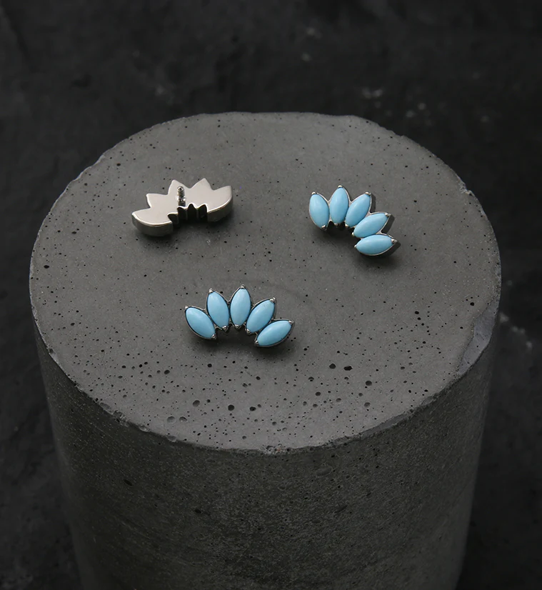 Half Crown Howlite Turquoise Internally Threaded Titanium Top - Image 2