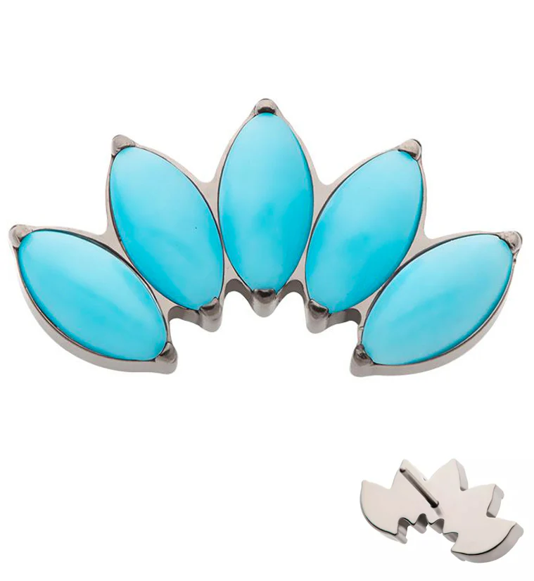 Half Crown Howlite Turquoise Stone Threadless Titanium Top