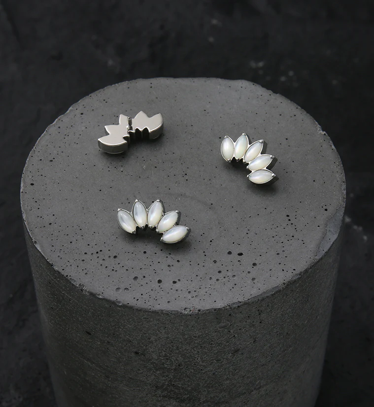 Half Crown White MOP Internally Threaded Titanium Top - Image 2