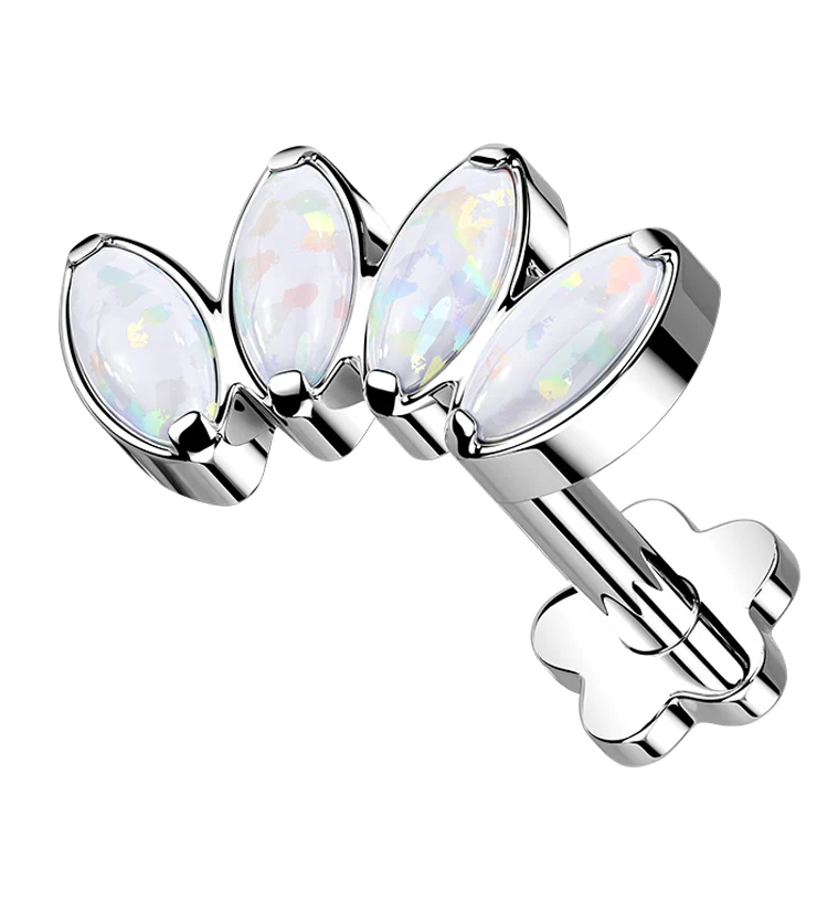 Half Crown White Opalite Titanium Threadless Labret