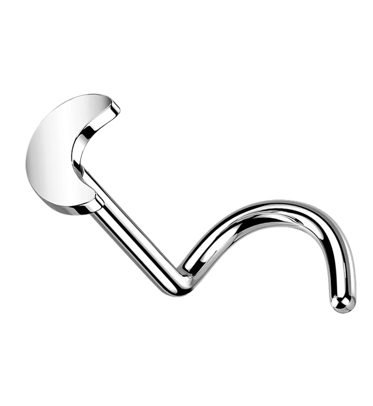Half Moon Titanium Threadless Nose Screw Ring