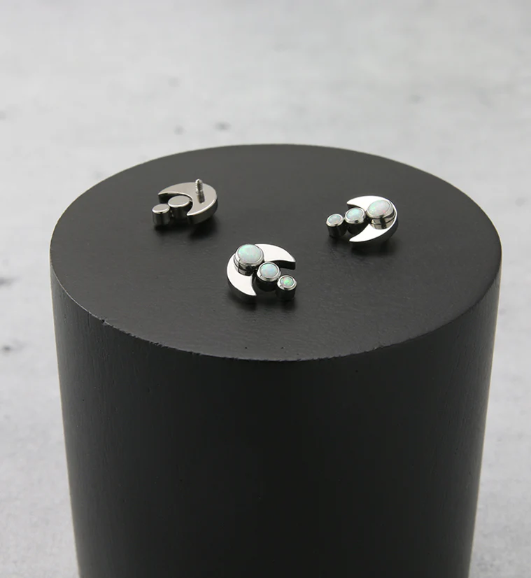 Half Moon Triple White Opalite Internally Threaded Titanium Top - Image 2