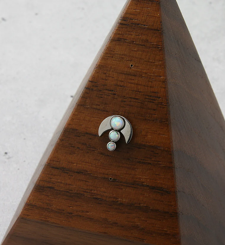 Half Moon Triple White Opalite Threadless Titanium Top - Image 2