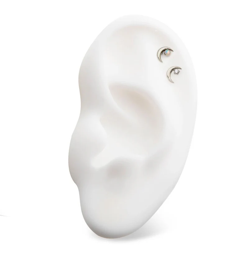 Half Moon White Opalite Threadless Titanium Top - Image 3