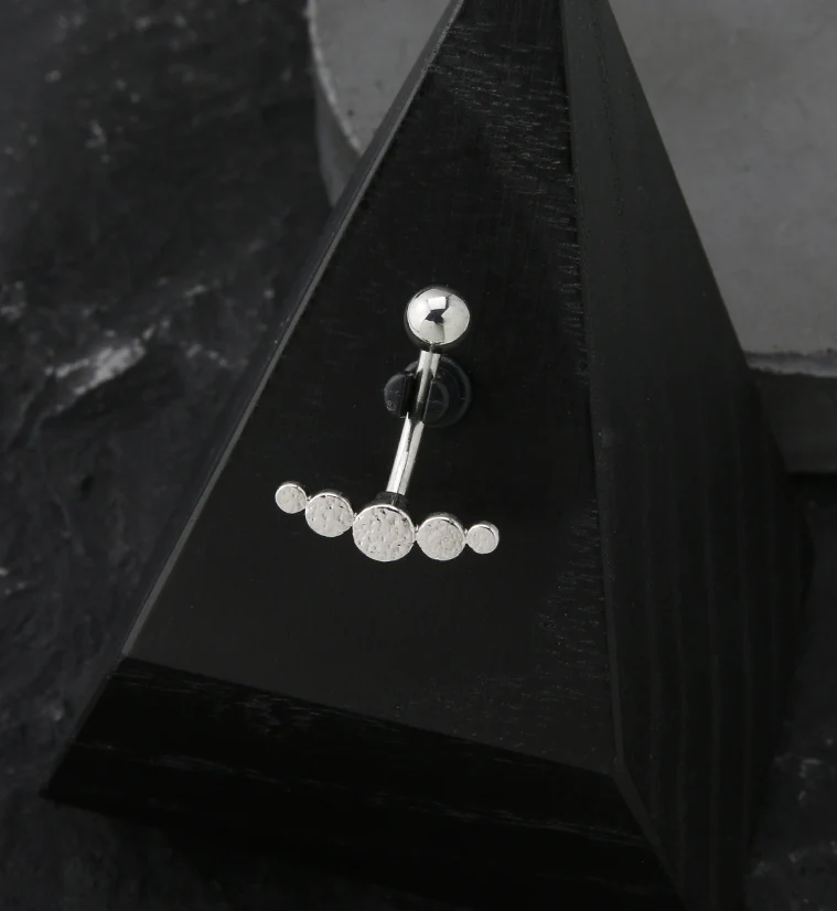 Hammered Arc Stainless Steel Belly Button Ring - Image 2