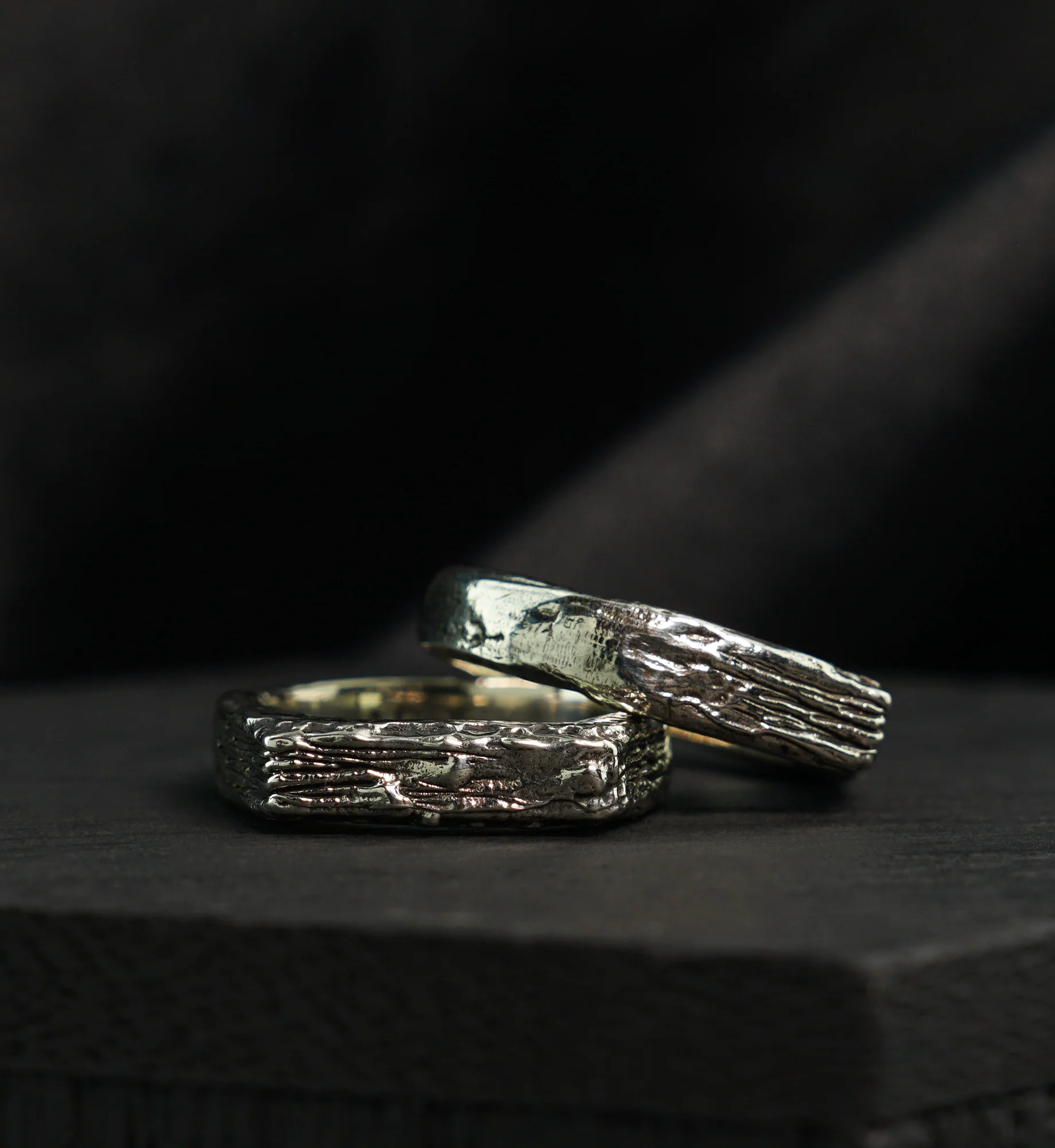 Bark White Brass Ring