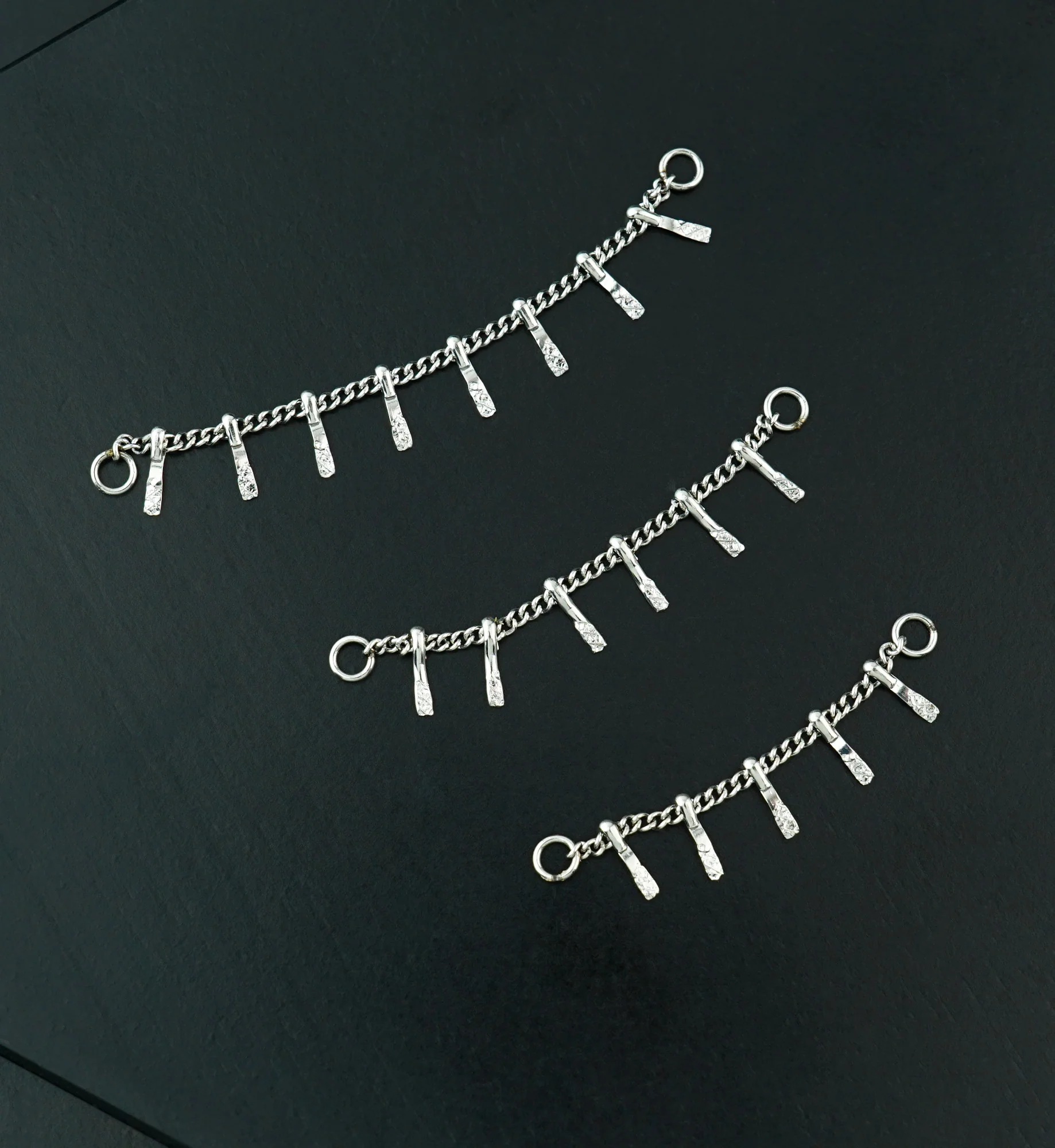 Hammered Dangle Bar Stainless Steel Connecting Piercing Chain - Image 3