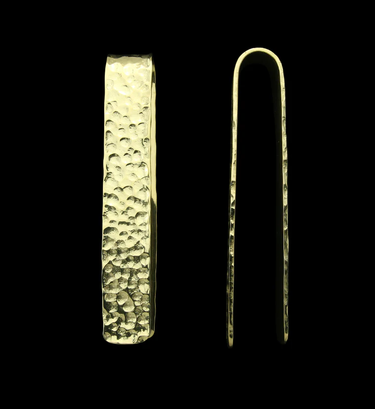 Hammered Drop Bar Brass Ear Weights - Image 2