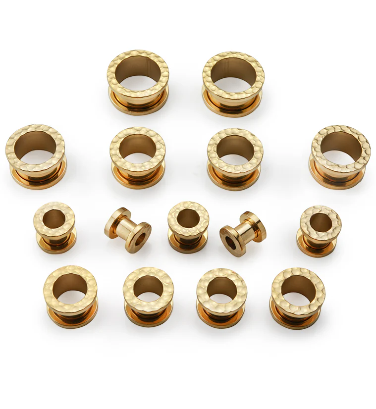 Hammered Gold PVD Stainless Steel Tunnels - Image 2