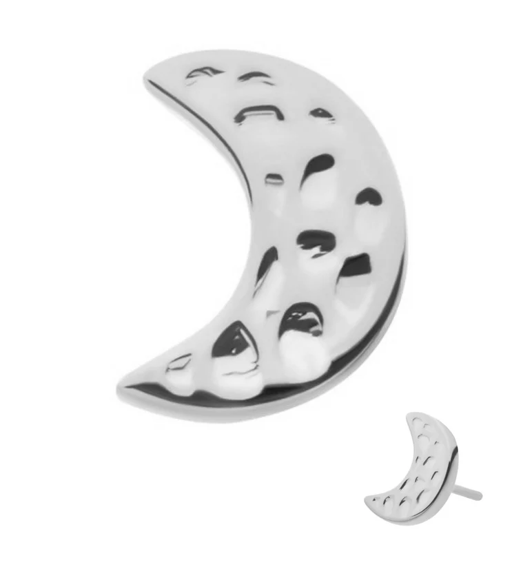 Hammered Half Moon Threadless Titanium Top