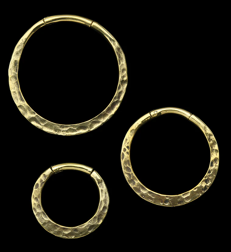 Hammered Hoop Hinged Brass Ear Weights - Image 9