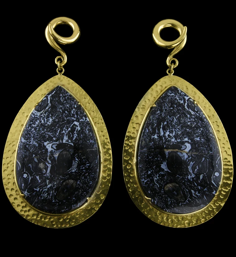 Hammered Lament Palm Root Stone Ear Weights