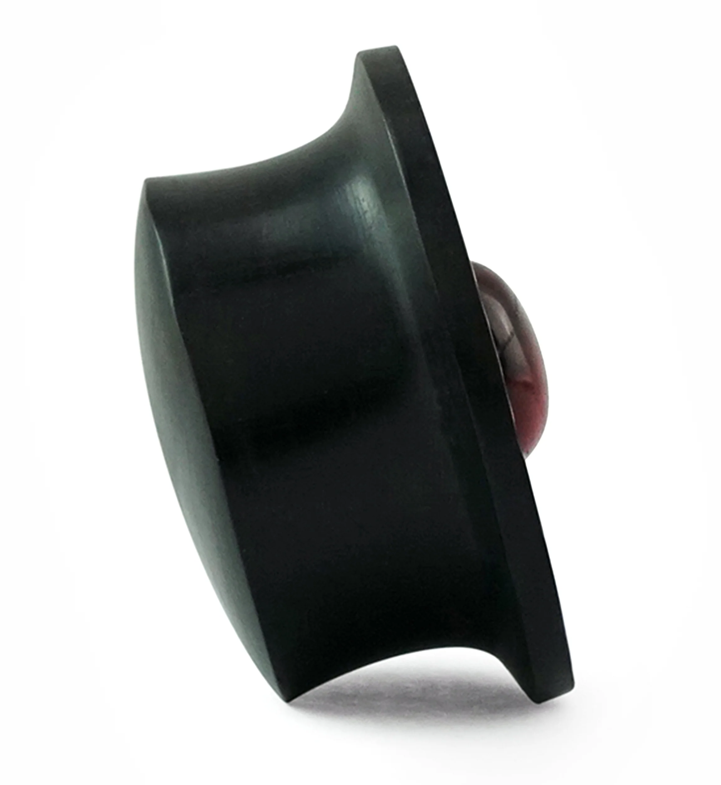 Hammered Red Tiger Eye Stone Areng Wood Mayan Flare Plugs - Image 4