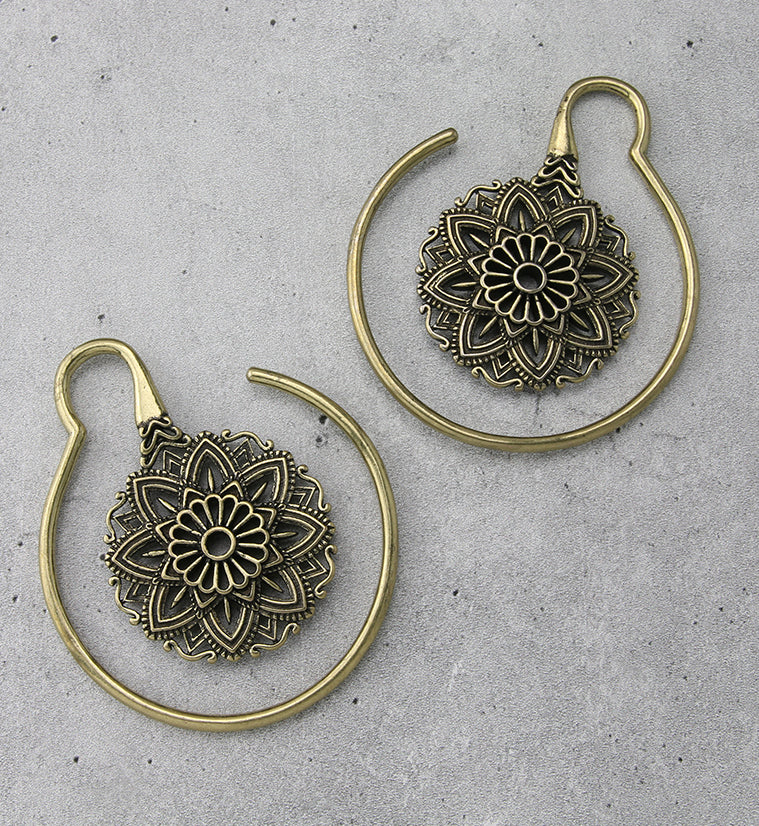 Hanging Mandala Brass Ear Weights - Image 2