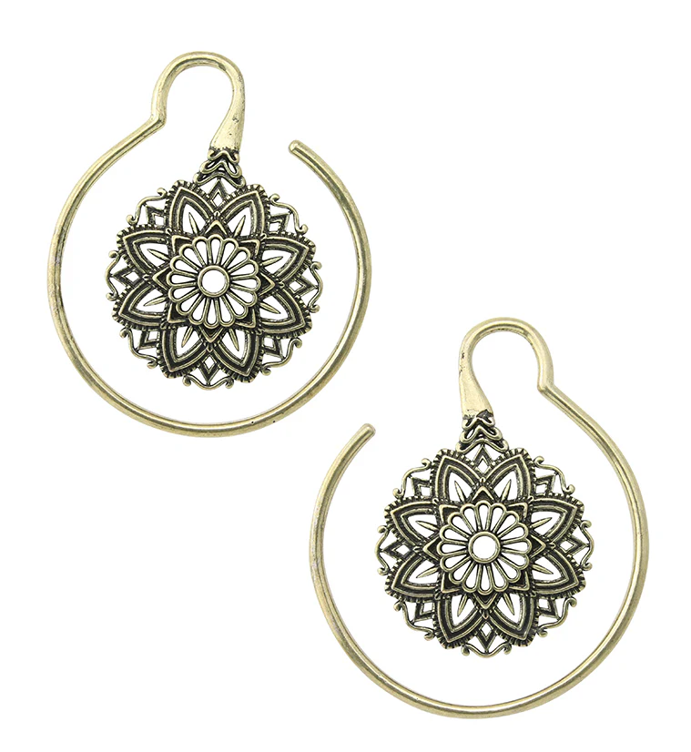 Hanging Mandala Brass Ear Weights - Image 3