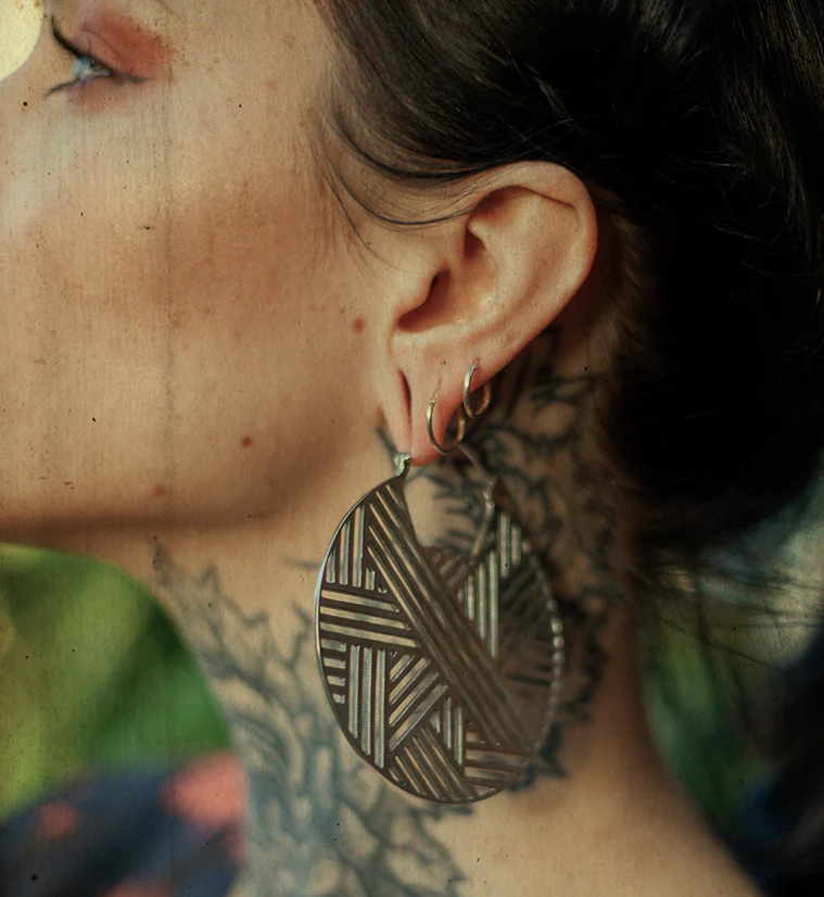 Haphazard White Brass Earrings - Weights - Image 2