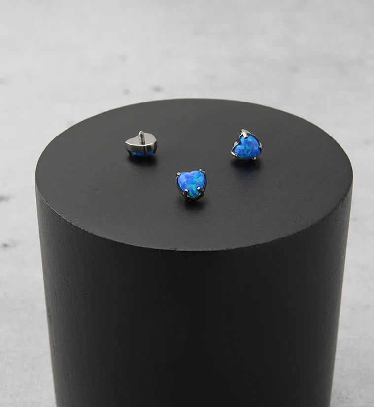 Heart Blue Opalite Internally Threaded Titanium Top - Image 2