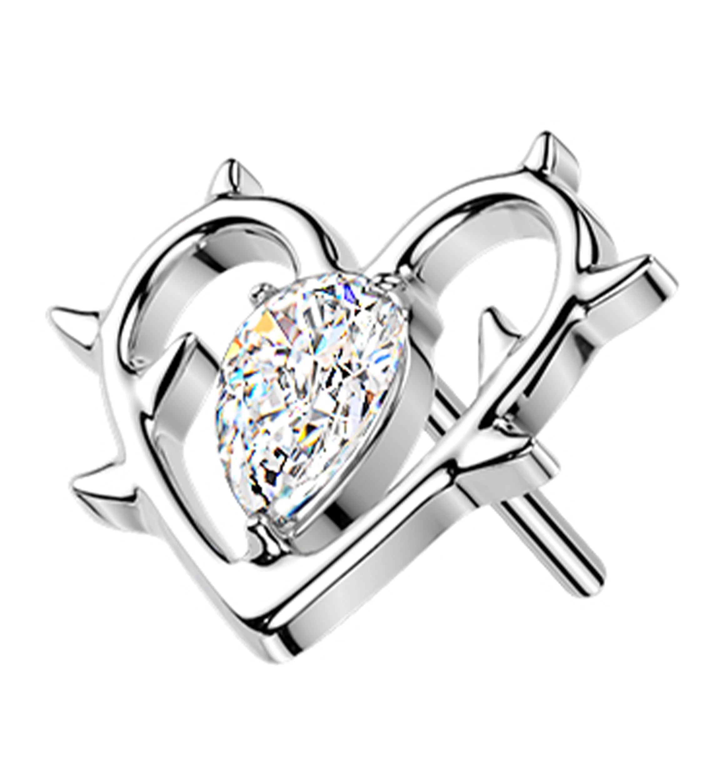 Heart Of Thorns Clear CZ Titanium Threadless Top