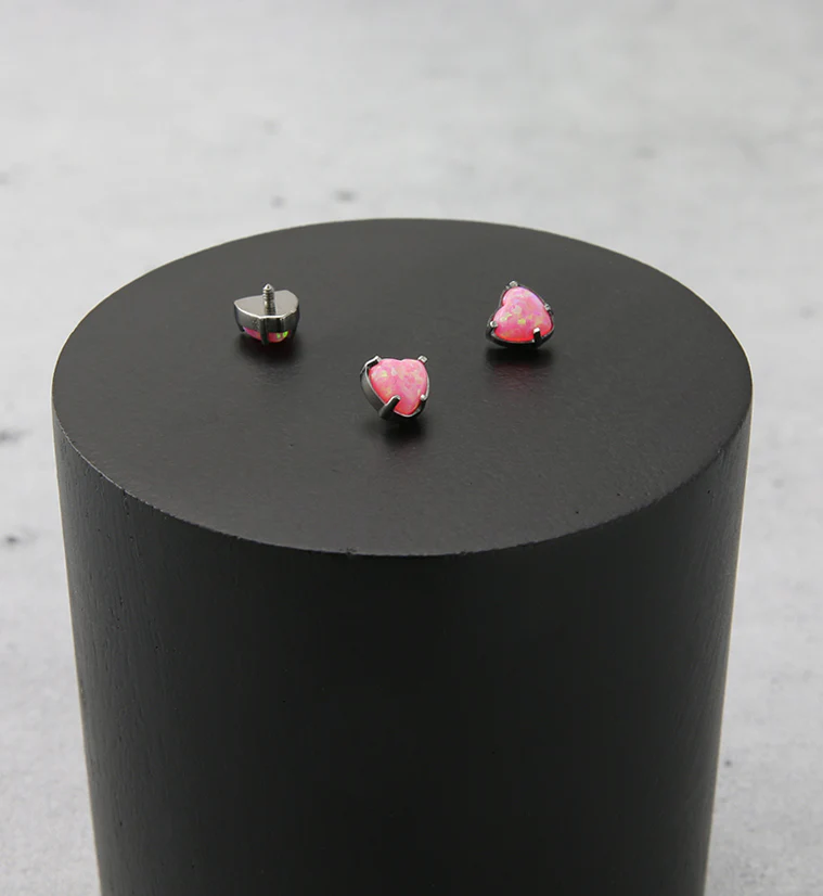 Heart Pink Opalite Internally Threaded Titanium Top - Image 2