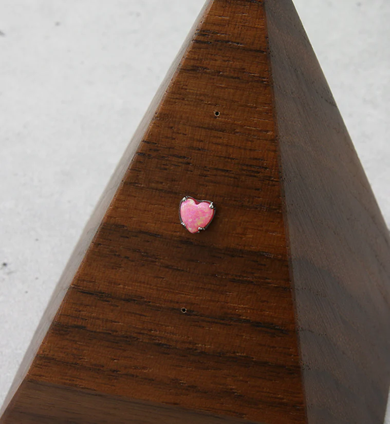 Heart Pink Opalite Threadless Titanium Top - Image 2
