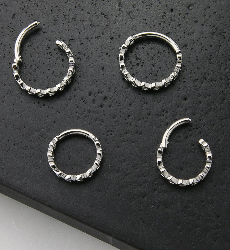 16G Heart Row Stainless Steel Hinged Segment Ring - Image 2