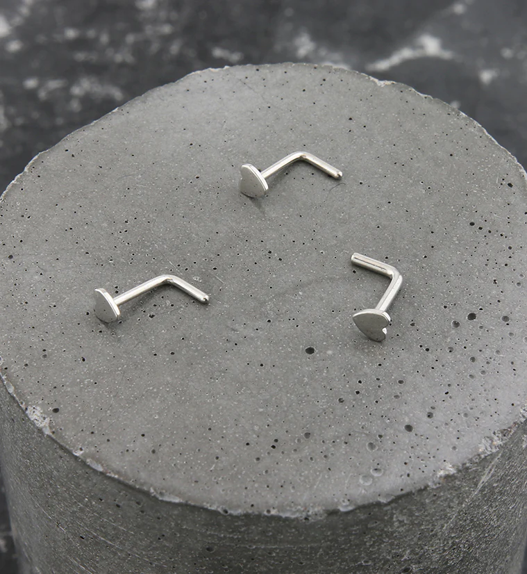Heart Top L Bend Titanium Nose Ring - Image 2