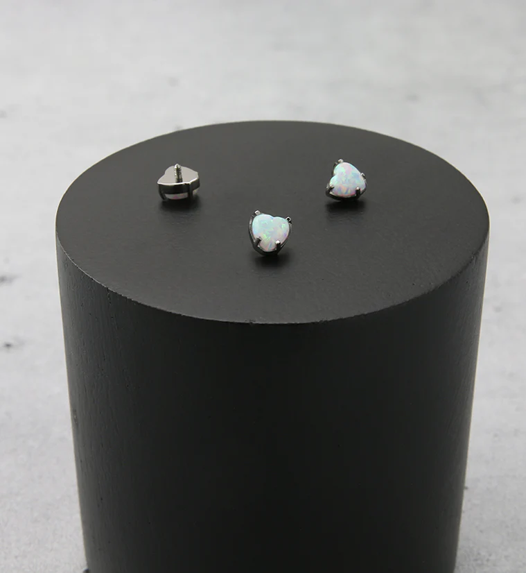Heart White Opalite Internally Threaded Titanium Top - Image 2