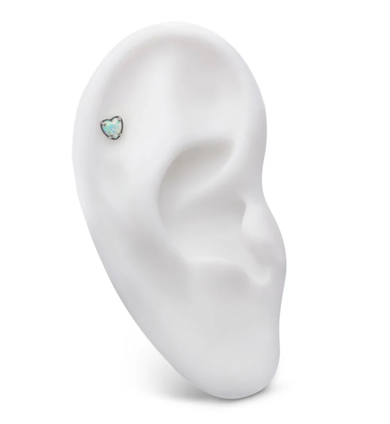 Heart White Opalite Threadless Titanium Top - Image 3