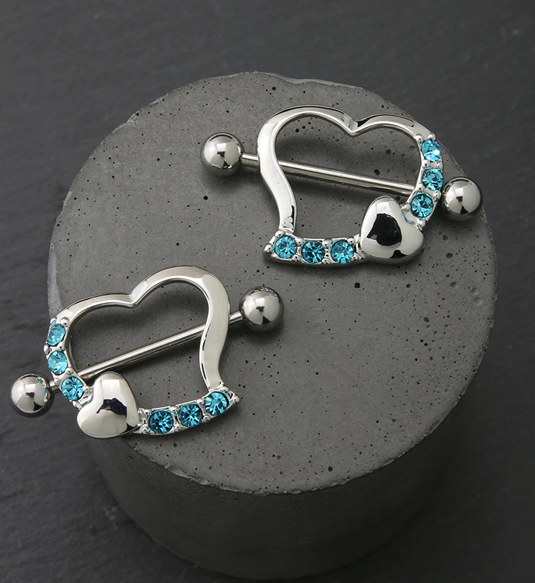 Hearts CZ Diamond Nipple Shield Ring - Image 2